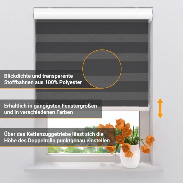 Cordless Zebra Blinds for Windows, Dual Layer Blackout for Day and Night, Easy to Install, Safe for Child and Pets, Perfect for Home, Office, hotel project apartment