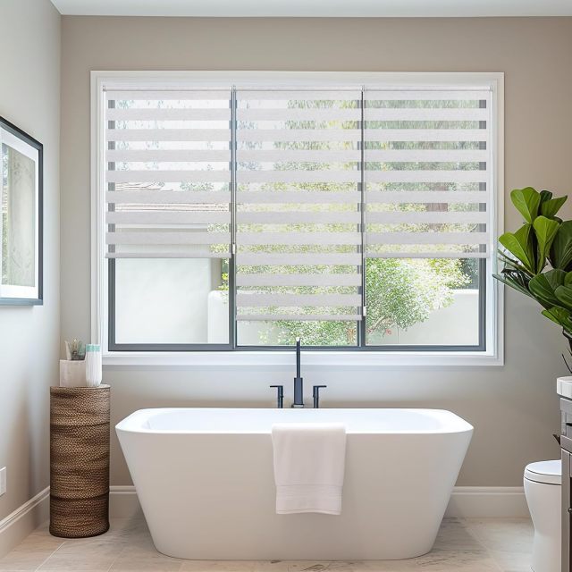 No-Drill Double Roller Blind, Duo Roller Blind, Sun Protection Roller Blind, Window Blind for Windows and Doors, Side Pull Zebra Blind