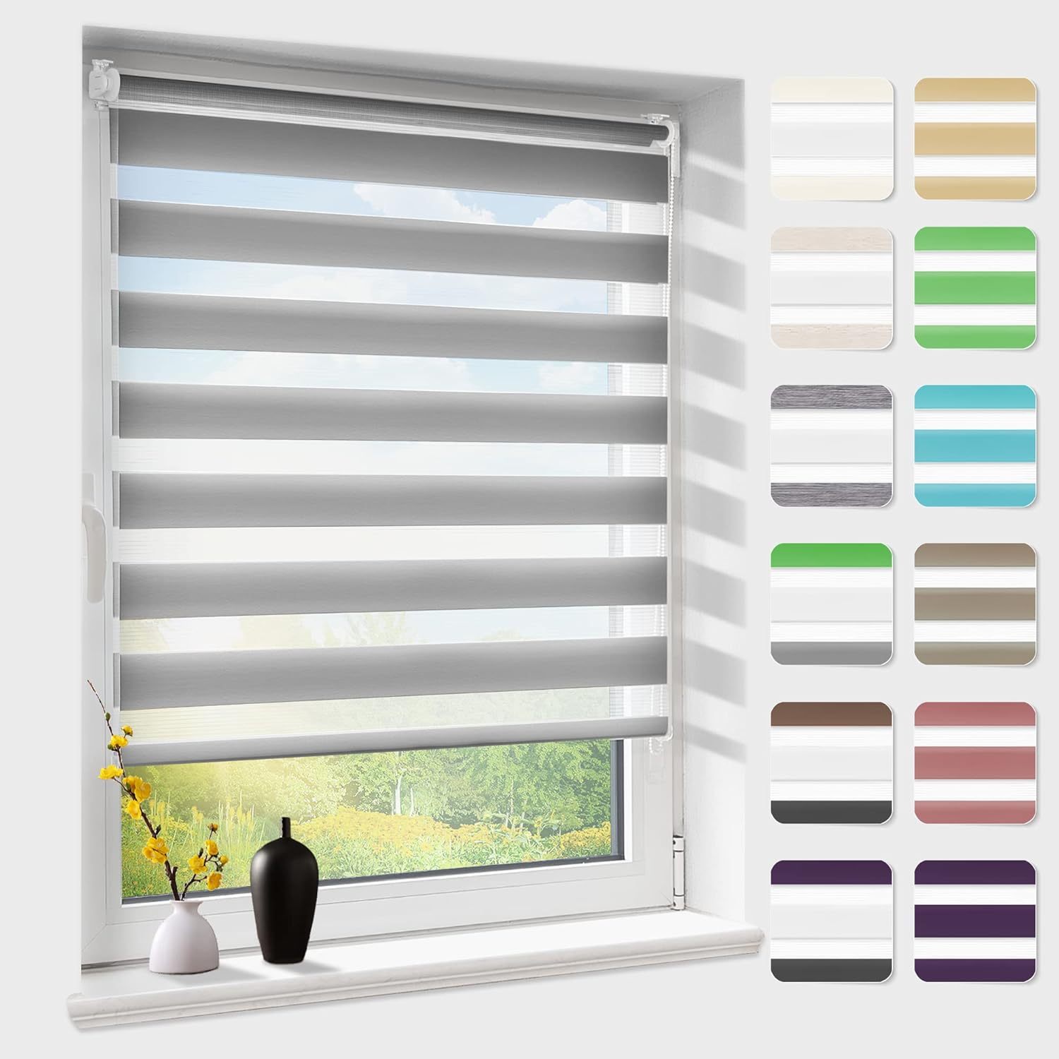 Mini Zebra Roller Shade 18 Top Rail Daylight Zebra Shades Facroty Price Hot Sale GREY