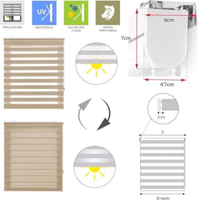 Double Roller Blind with Drilling for Windows and Doors - Reliable Light Protection & Privacy Protection - Childproof Roller Blinds for Windows with Drilling & Easy