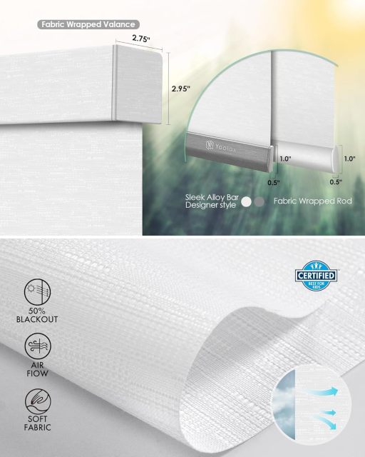 Electric Cordless Automatic Window Blinds Custom Blackout Fabric Double Breathable Motorized Roller Built-In Installation