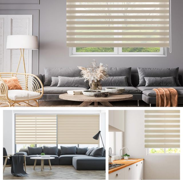 Double Roller Blind with Drilling for Windows and Doors - Reliable Light Protection & Privacy Protection - Childproof Roller Blinds for Windows with Drilling & Easy