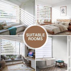 Cordless Zebra Blinds for Windows, Dual Layer Blackout for Day and Night, Easy to Install, Safe for Child and Pets, Perfect for Home, Office, hotel project apartment