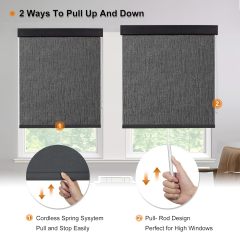Rod Control Roller Shades Blackout Roller Shades Cordless Window Blind Shades for Home Office Big Widely