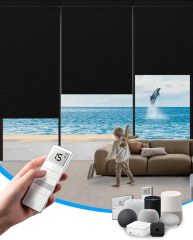 Motorized Blinds with Remote, Blackout Smart Blinds for Windows Motorized Roller Shades, Automatic Window Blinds Compatible with Alexa Electric Blinds