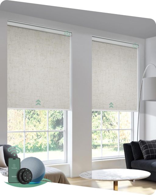 Motorized Blinds with Remote, Blackout Smart Blinds for Windows Motorized Roller Shades, Automatic Window Blinds Compatible with Alexa Electric Blinds