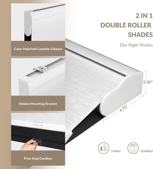 double layer roller shades daylight and blackout roller blinds with big aluminum square casttele