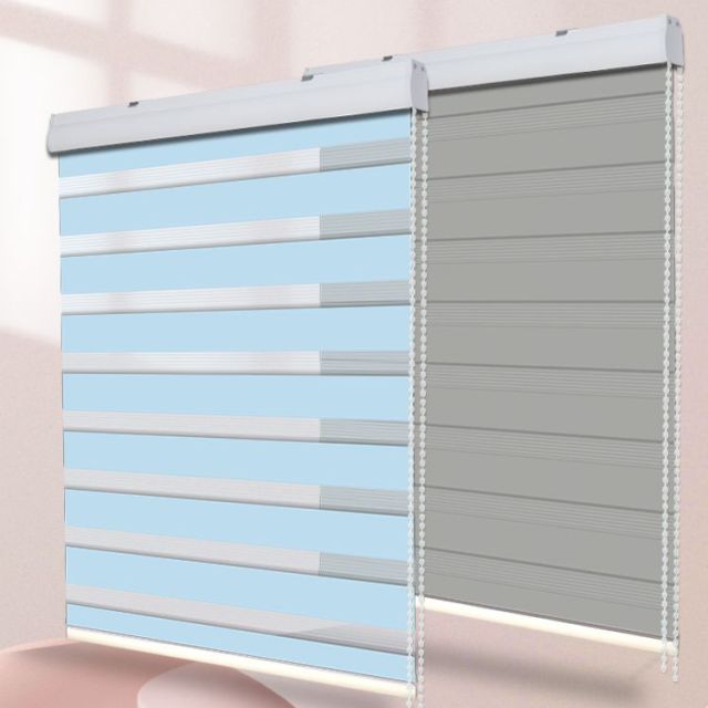 Custom Size  Zebra Blinds for Windows, Dual Layer Blackout for Day and Night,Project Use Office Apartment Blue pink Zebra shades