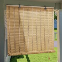 Outdoor Bamboo Roller Shades Roman Shades for Window Bamboo Blinds for Interior Windows and Outdoor Patio,Roll Up Blinds for Indoor Porch Light Filtering Sunshade,Easy to Install