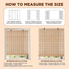 Outdoor Bamboo Roller Shades Roman Shades for Window Bamboo Blinds for Interior Windows and Outdoor Patio,Roll Up Blinds for Indoor Porch Light Filtering Sunshade,Easy to Install