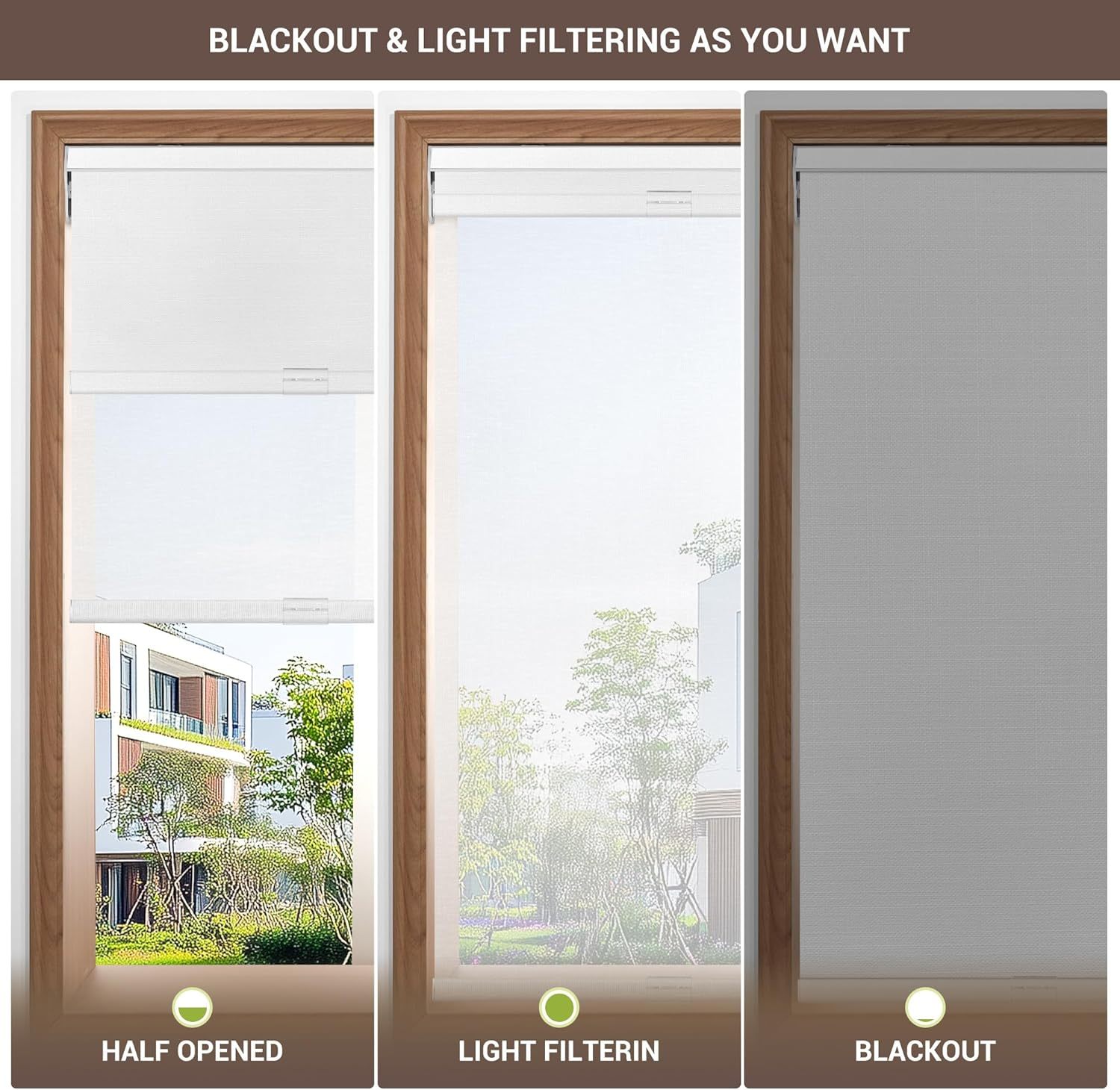 Day and Night Dual Layers Manual Safe Cordless Roller Blinds Shades with Valance Suitable for Home, Office, Hotel, Club, Restaurant