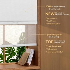 Day and Night Dual Layers Manual Safe Cordless Roller Blinds Shades with Valance Suitable for Home, Office, Hotel, Club, Restaurant