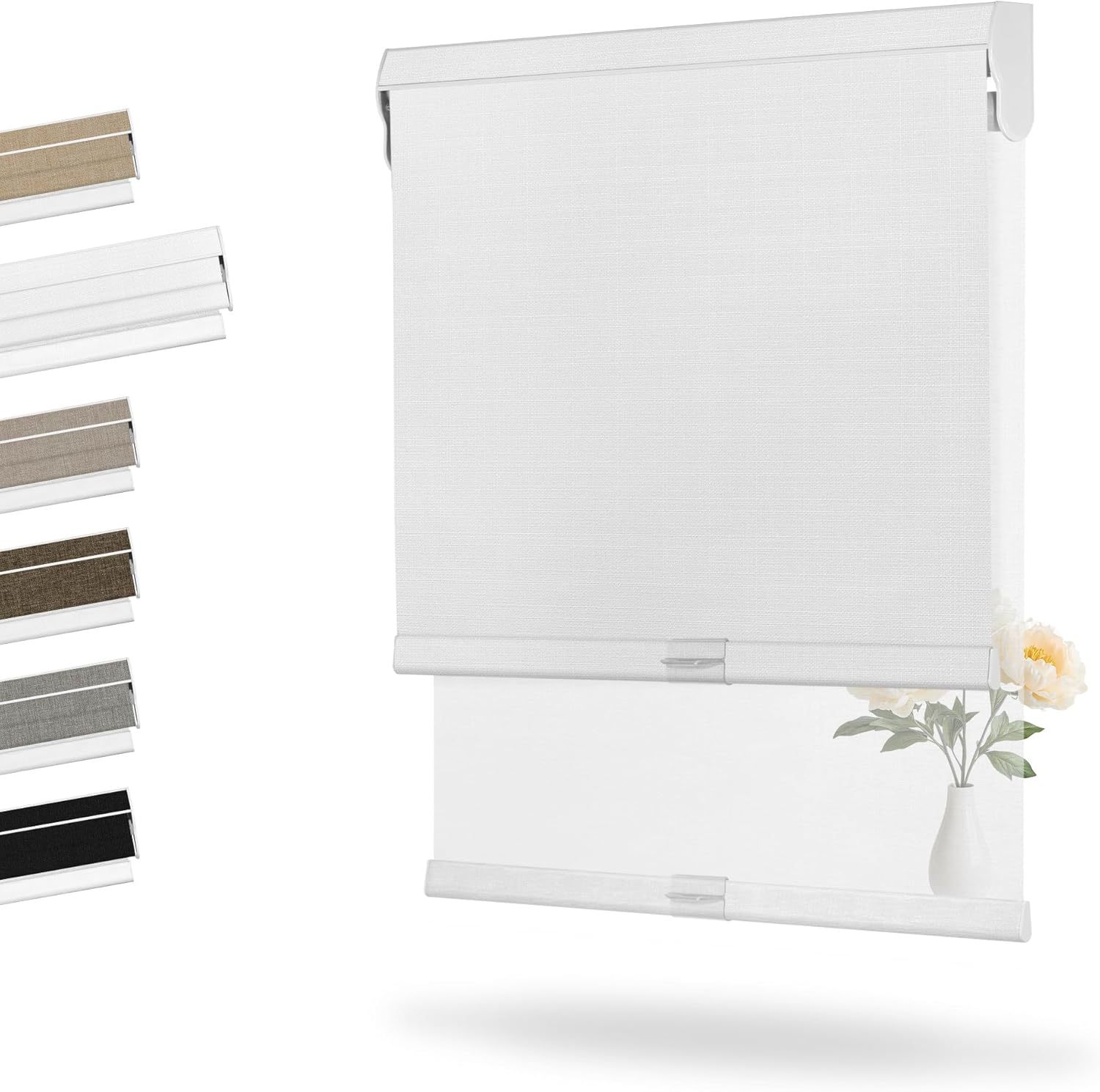 Day and Night Dual Layers Manual Safe Cordless Roller Blinds Shades with Valance Suitable for Home, Office, Hotel, Club, Restaurant