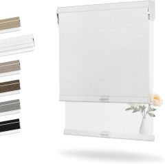 Day and Night Dual Layers Manual Safe Cordless Roller Blinds Shades with Valance Suitable for Home, Office, Hotel, Club, Restaurant