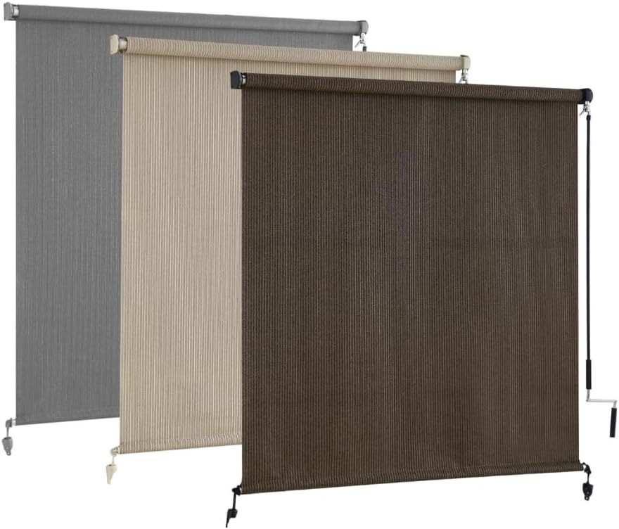 Outdoor Roller Shades  Blinds，Cordless Patio Shades Roll Up Outdoor Blinds，Roller Blinds Cloth for Porch Pergola Balcony Backyard Windows