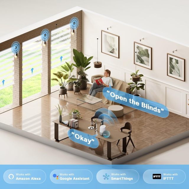 Smart Zebra Blinds for Windows,Day & Night Zebra Blinds Motorized Eco-Friendly Durable Dual Layer Blackout