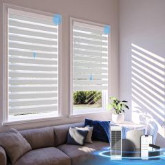 Smart Zebra Blinds for Windows,Day & Night Zebra Blinds Motorized Eco-Friendly Durable Dual Layer Blackout