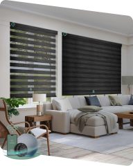 Motorized Zebra Blinds Works with Alexa, Motorized Blinds with Remote Custom Size, Privacy Electric Zebra Shades for Windows