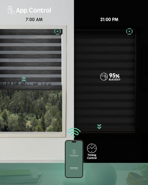 Motorized Zebra Blinds Works with Alexa, Motorized Blinds with Remote Custom Size, Privacy Electric Zebra Shades for Windows