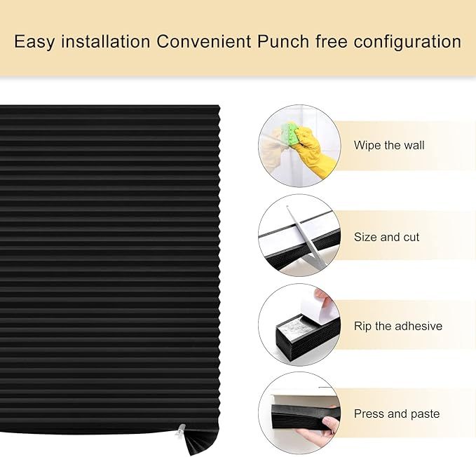 Paper Blinds, 6 Pack, 36 in x 72 in, Temporary Blackout Pleated Paper Shades, No Tools No Drilling, Pleated Blinds with Adhesive, Easy to Cut and Install, for Indoor Windows