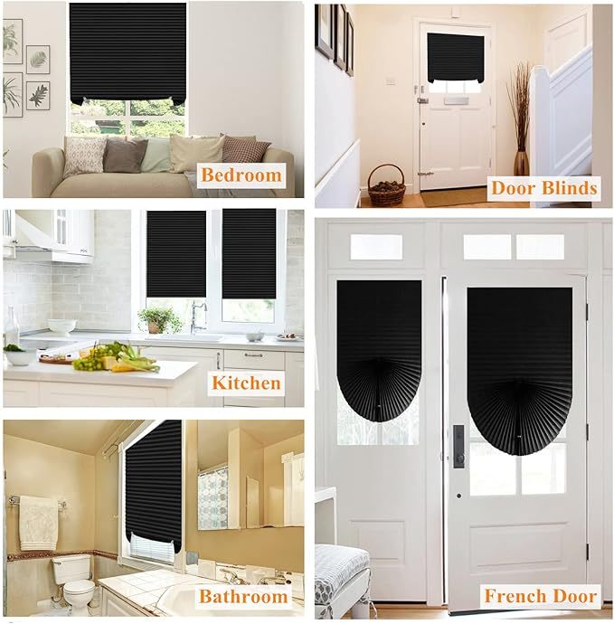 Paper Blinds, 6 Pack, 36 in x 72 in, Temporary Blackout Pleated Paper Shades, No Tools No Drilling, Pleated Blinds with Adhesive, Easy to Cut and Install, for Indoor Windows