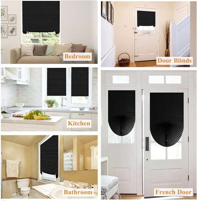 Paper Blinds, 6 Pack, 36 in x 72 in, Temporary Blackout Pleated Paper Shades, No Tools No Drilling, Pleated Blinds with Adhesive, Easy to Cut and Install, for Indoor Windows