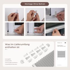 Pleated Blind, Klemmfix, No Drilling, White, 40 x 130 cm (W x H), Translucent, Opaque, Window Blind, Clamping Roller Blind, Sun and Privacy Protection, Folding Blind for Windows
