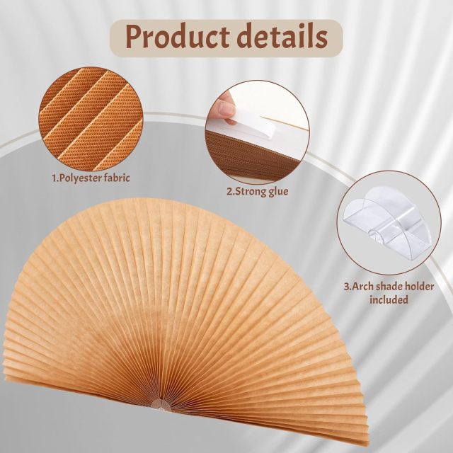 Half Moon Window Shade Half Circle Arch Window Blackout, Light Filtering Pleated Fabric Shade None Woven fabric No Tools Original Light Filtering Pleated Paper Shade