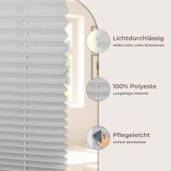 Pleated Blind, Klemmfix, No Drilling, White, 40 x 130 cm (W x H), Translucent, Opaque, Window Blind, Clamping Roller Blind, Sun and Privacy Protection, Folding Blind for Windows