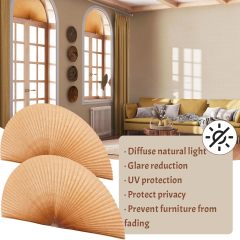 Half Moon Window Shade Half Circle Arch Window Blackout, Light Filtering Pleated Fabric Shade None Woven fabric No Tools Original Light Filtering Pleated Paper Shade