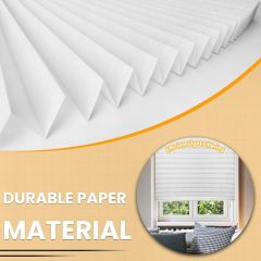 Paper Pleated Blinds Sahdes Temporary Paper Shades Cordless Pleated Light Filtering Window Shade 36 in x 72 in Easy to Cut and Install, White, Paper Blinds