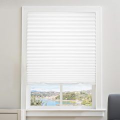 Paper Pleated Blinds Sahdes Temporary Paper Shades Cordless Pleated Light Filtering Window Shade 36 in x 72 in Easy to Cut and Install, White, Paper Blinds