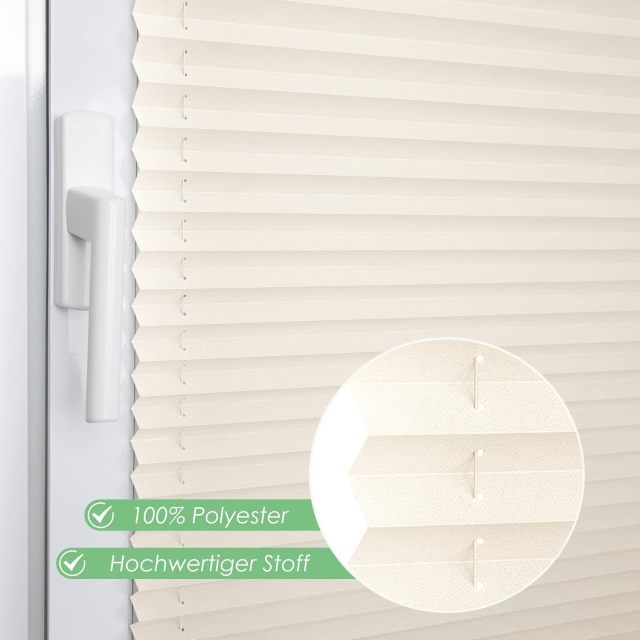 Low Factrory Price Custom Pleated Blinds - Individual Pleated Blinds with Drilling or No Drilling  - Semi-Transparent - Width 30-170 cm, Height 20-240 cm - Translucent Window Blinds