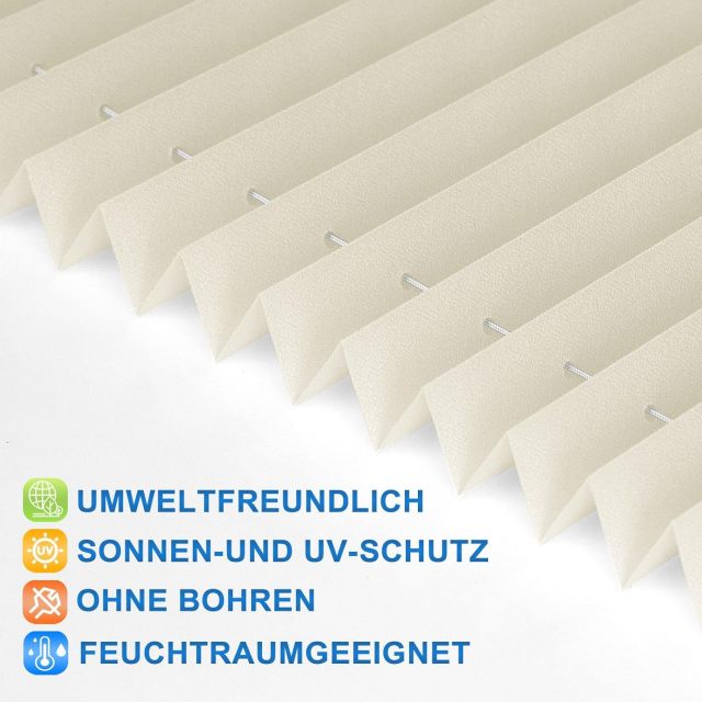 Low Factrory Price Custom Pleated Blinds - Individual Pleated Blinds with Drilling or No Drilling  - Semi-Transparent - Width 30-170 cm, Height 20-240 cm - Translucent Window Blinds