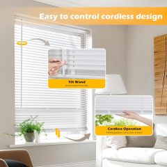 Cordless 1" Vinyl Mini Blinds for Indoor Windows - Light Filtering Horizontal Window Blinds & Shades,