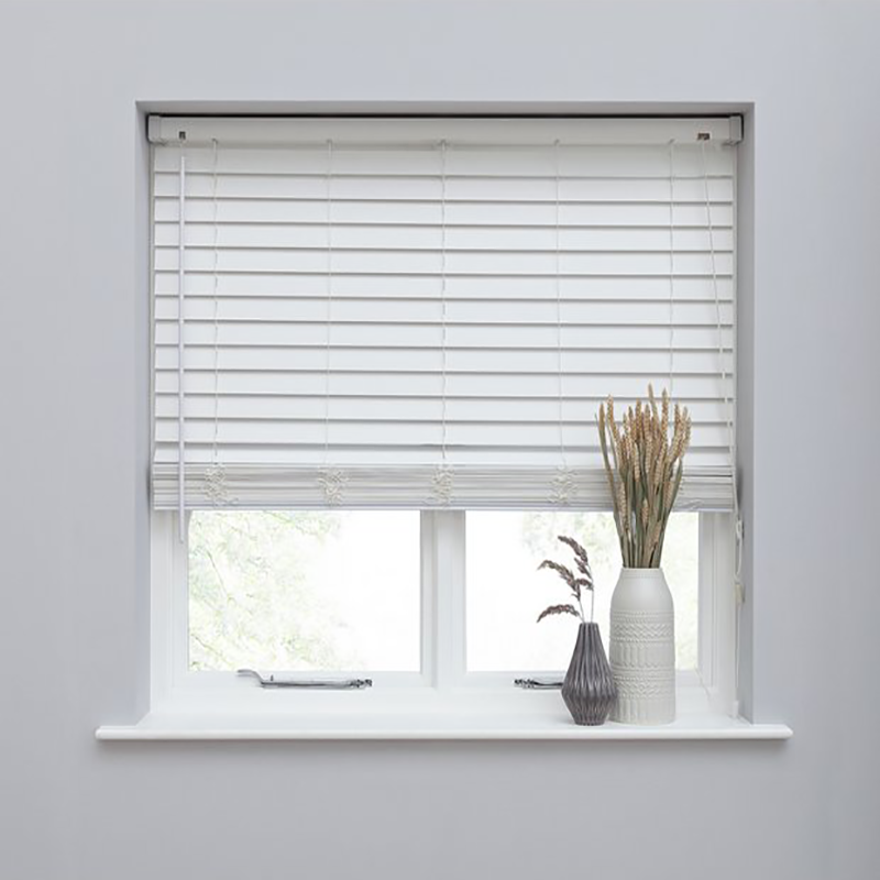 PVC Corded Faux wood Window Blind Factory Suppplier 2 Inch Cordless Room Darkening Faux Wood Blind  White, Over 1,000 Custom Sizes inside or Outside Mount, Venetian Shades for Interior Windows