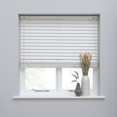 PVC Corded Faux wood Window Blind Factory Suppplier 2 Inch Cordless Room Darkening Faux Wood Blind  White, Over 1,000 Custom Sizes inside or Outside Mount, Venetian Shades for Interior Windows