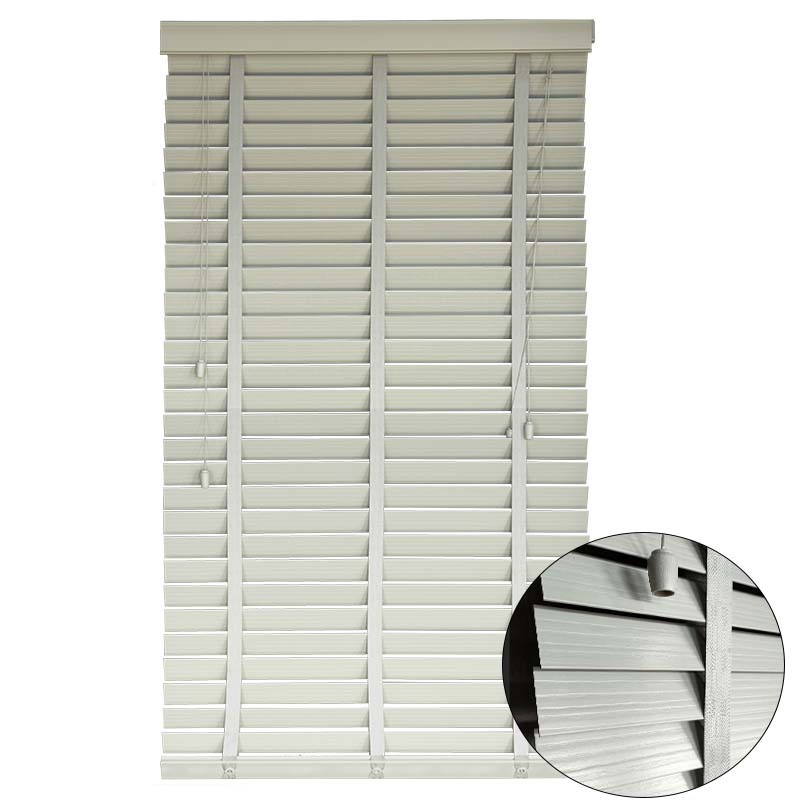 PVC Corded Faux wood Window Blind Factory Suppplier 2 Inch Cordless Room Darkening Faux Wood Blind  White, Over 1,000 Custom Sizes inside or Outside Mount, Venetian Shades for Interior Windows