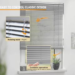 Aluminum Mini Blinds 1 Inch Cordless Metal Slat Darkening Venetian Blind New Horizontal Window Blinds Anti-UV Waterproof Venetian Blind for Office Home Windows