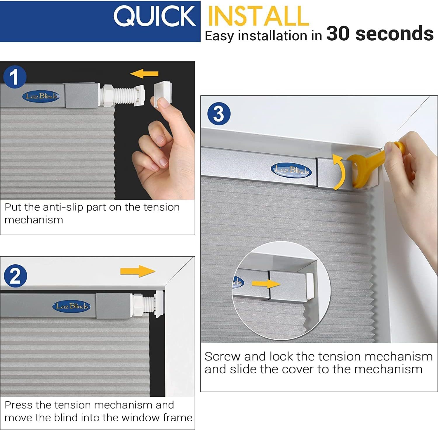 No Drilling Blackout Cordless honeycomb blinds