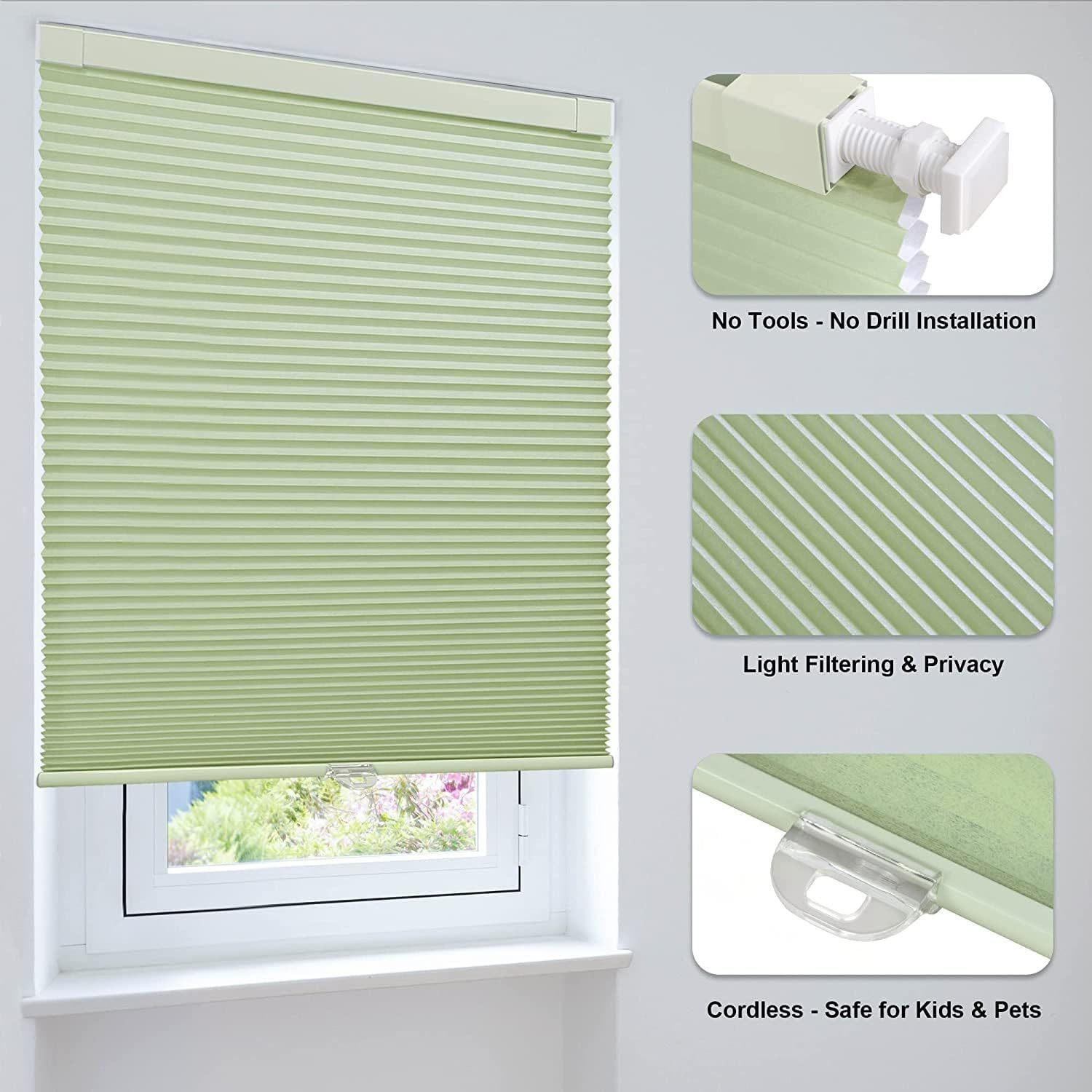No Drilling Daylight Cordless honeycomb blinds