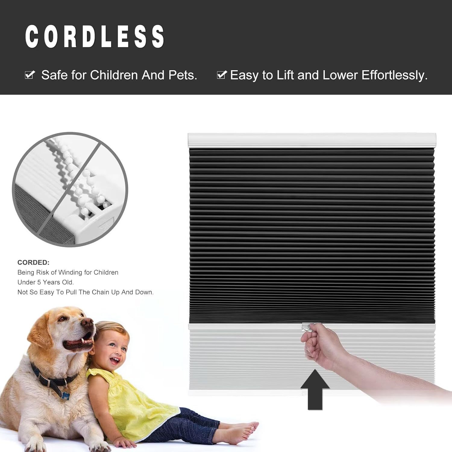 Blackout Cordless honeycomb blinds
