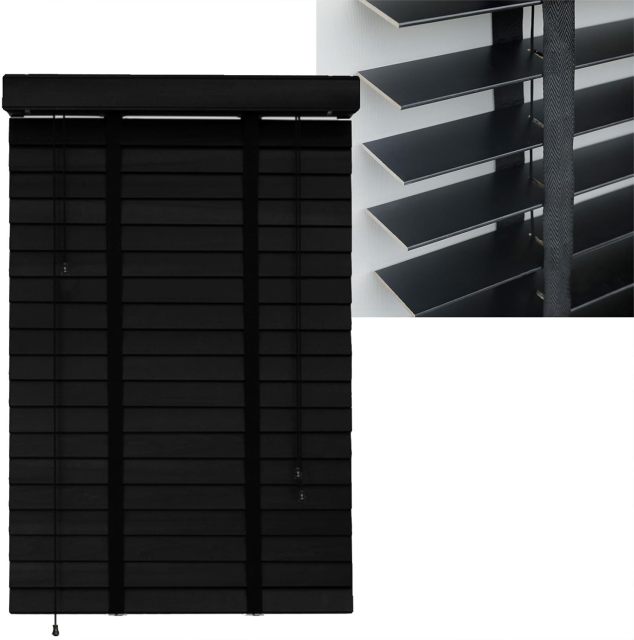 2" Vinyl Cordless Faux Wood Blinds for Home, for Window Office