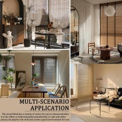 PVC Corded Faux wood Window Blind Factory Suppplier 2 Inch Cordless Room Darkening Faux Wood Blind  White, Over 1,000 Custom Sizes inside or Outside Mount, Venetian Shades for Interior Windows