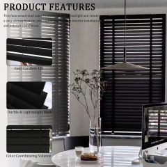 2" Vinyl Cordless Faux Wood Blinds for Home, for Window Office