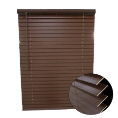 2" Cordless Faux Wood Blinds White, Room Darkening Window Blinds for Indoor Windows, Custom Size Faux Wood Plantation Blinds with Classic Valance, Inside Mount, Easy Install