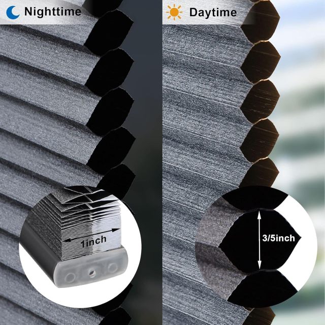 No Drilling Cordless Honeycomb Blinds, Daylight Cellular Window Shades, Light Filtering Privacy Protection Blinds for Home Office
