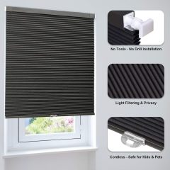 No Drilling Cordless Honeycomb Blinds, Daylight Cellular Window Shades, Light Filtering Privacy Protection Blinds for Home Office