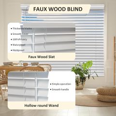 2" Vinyl Cordless Faux Wood Blinds for Home, for Window Office
