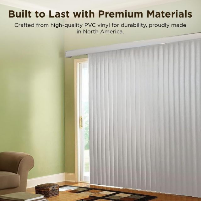 Vertical Window Blinds, Sliding Door Blinds, Cordless Blinds for Patio Doors, Room Darkening Shades for Home Decor, Vinyl